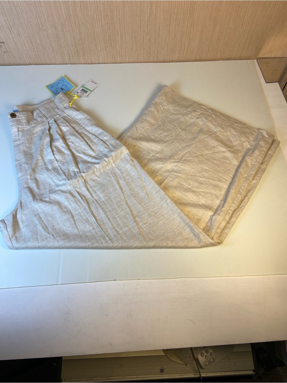 Linen Blend CeCe Island Time NWT Oatmeal Wide Leg Pants Size 8